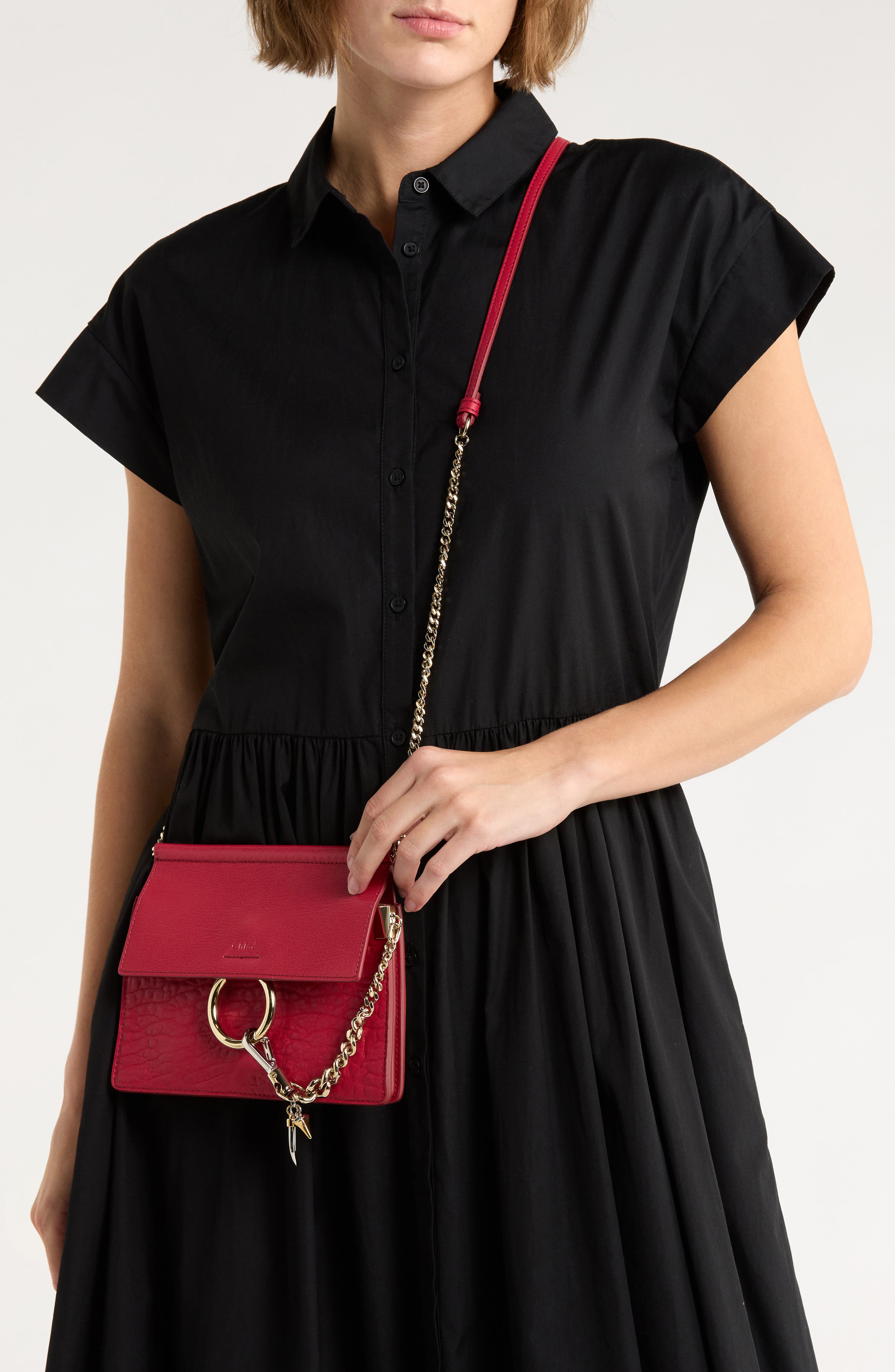 Chloé Mini Faye Leather Shoulder Bag, Alternate, color, 