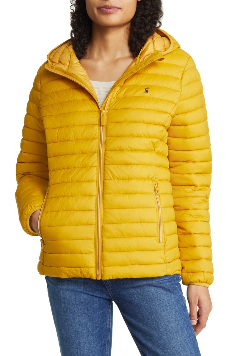 Joules Snug Packable Hooded Puffer Jacket, Alternate, color, Antique Gold
