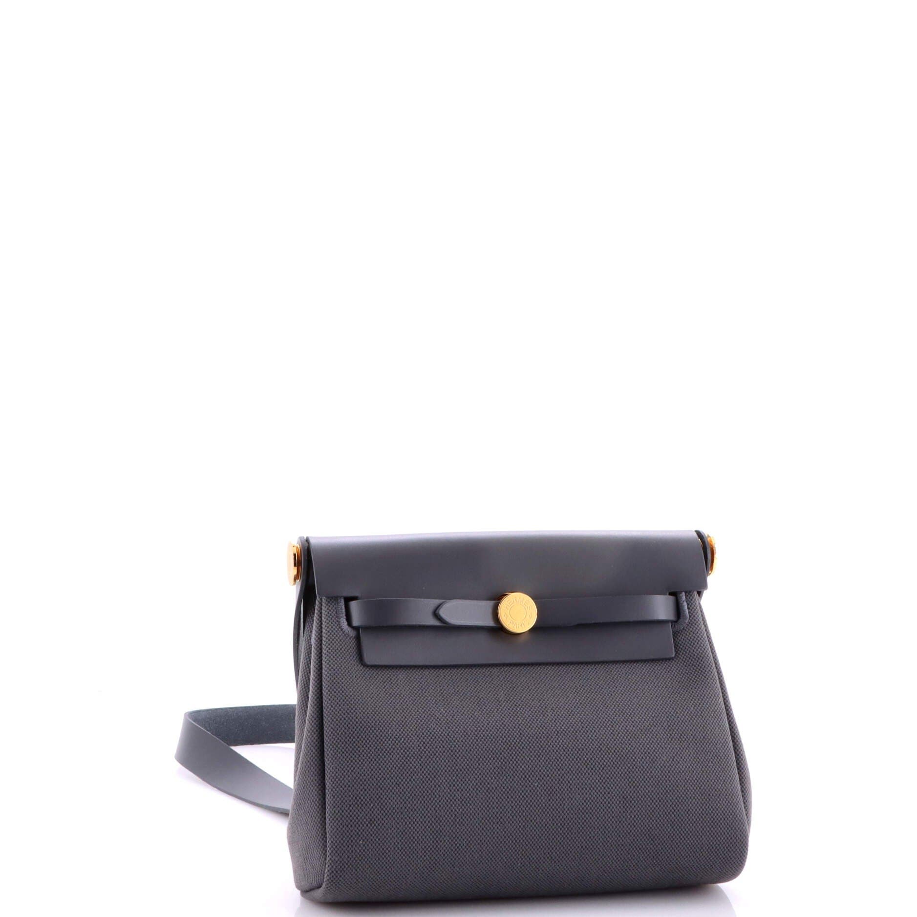 Pre-Owned Hermes Herbag Zip Toile and Leather 20, Alternate, color, Gris Misty