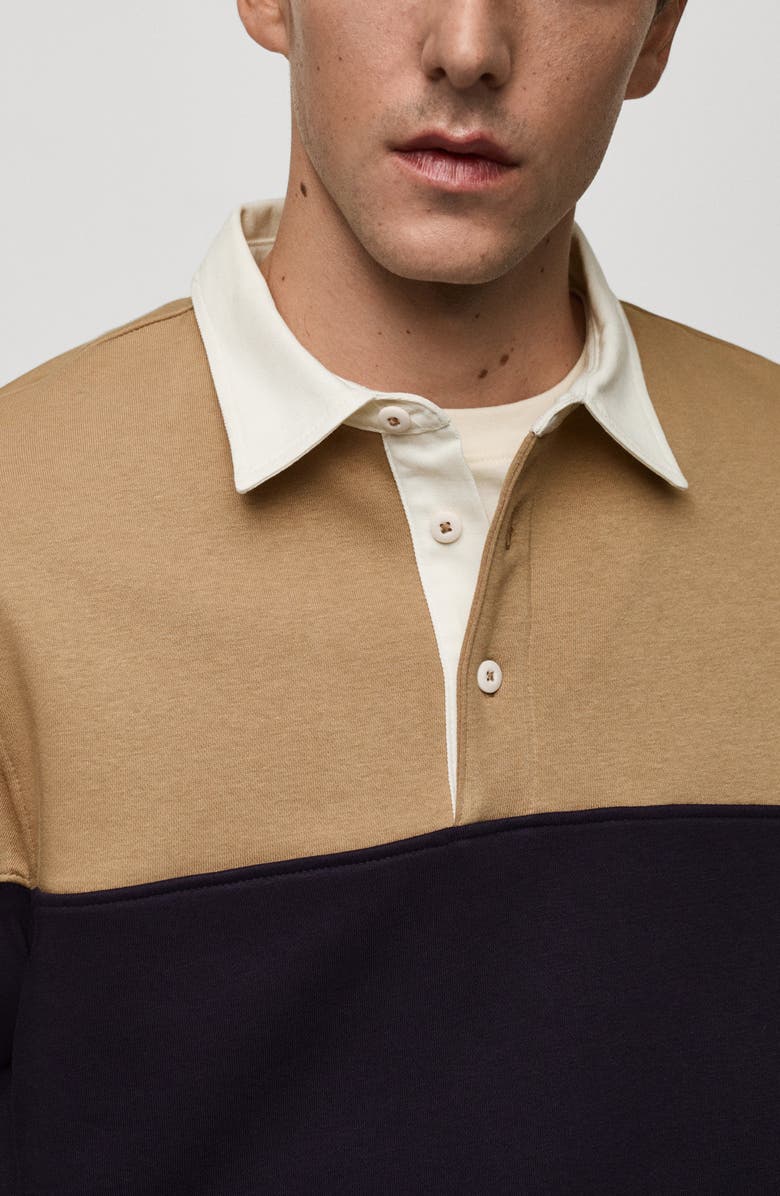 MANGO Colorblock Polo Sweatshirt, Alternate, color, 