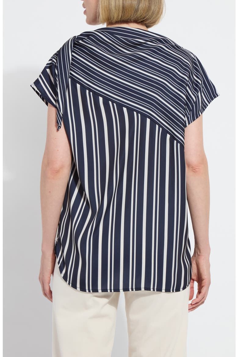 Tamar Stripe Tie Neck Top, Alternate, color, NAUTICAL COLLAGE