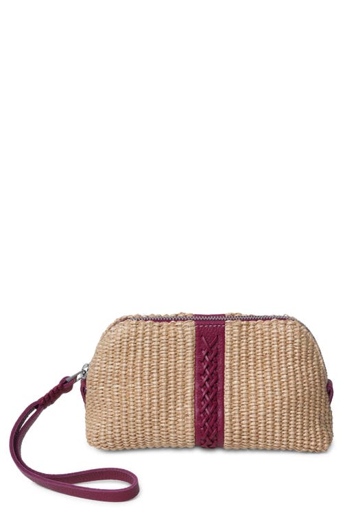 Callista Straw & Leather Wristlet In Pink