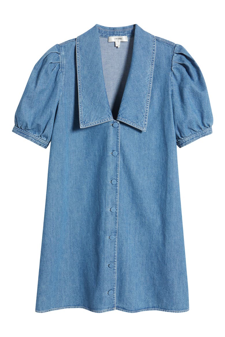 Sailor Puff Sleeve Denim Minidress, Alternate, color, STARLET