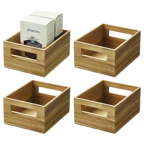 Idesign Acacia Wood Pantry Storage Bin With Handles In Neutral