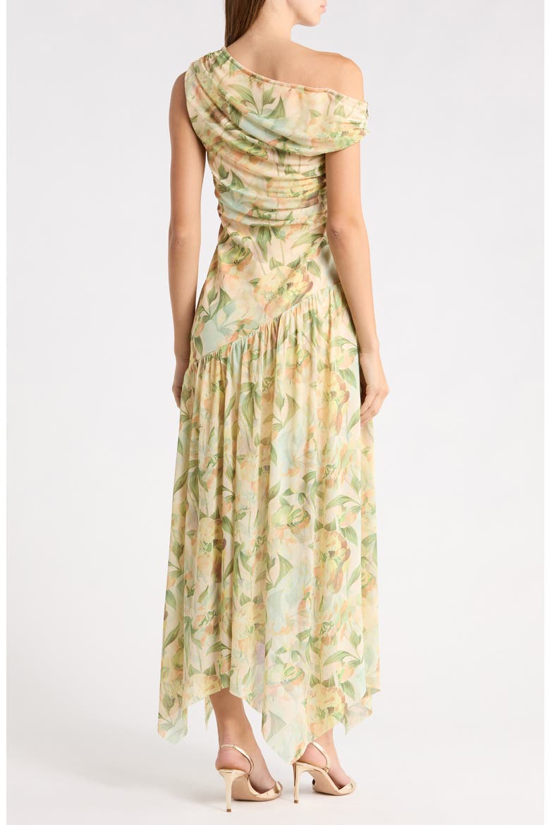 Thalia One Shoulder Midi Dress, Alternate, color, PEACH MULTI