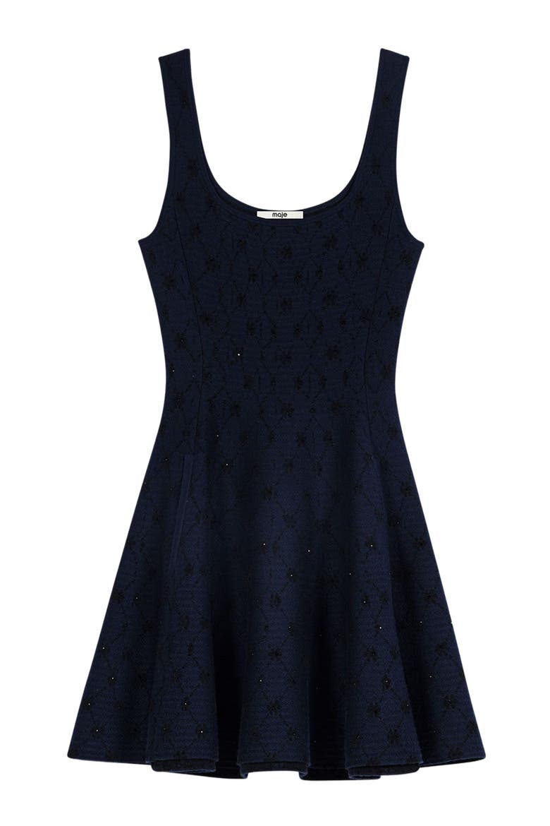 Short jacquard skater dress, Alternate, color, Navy