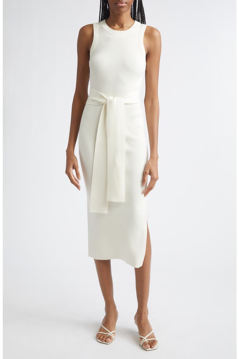 Piper Tie Front Midi Dress, Main, color, IVORY