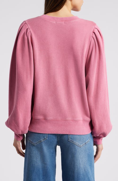 Rails Mariana Balloon Sleeve Cotton French Terry Henley Sweatshirt In Hibiscus