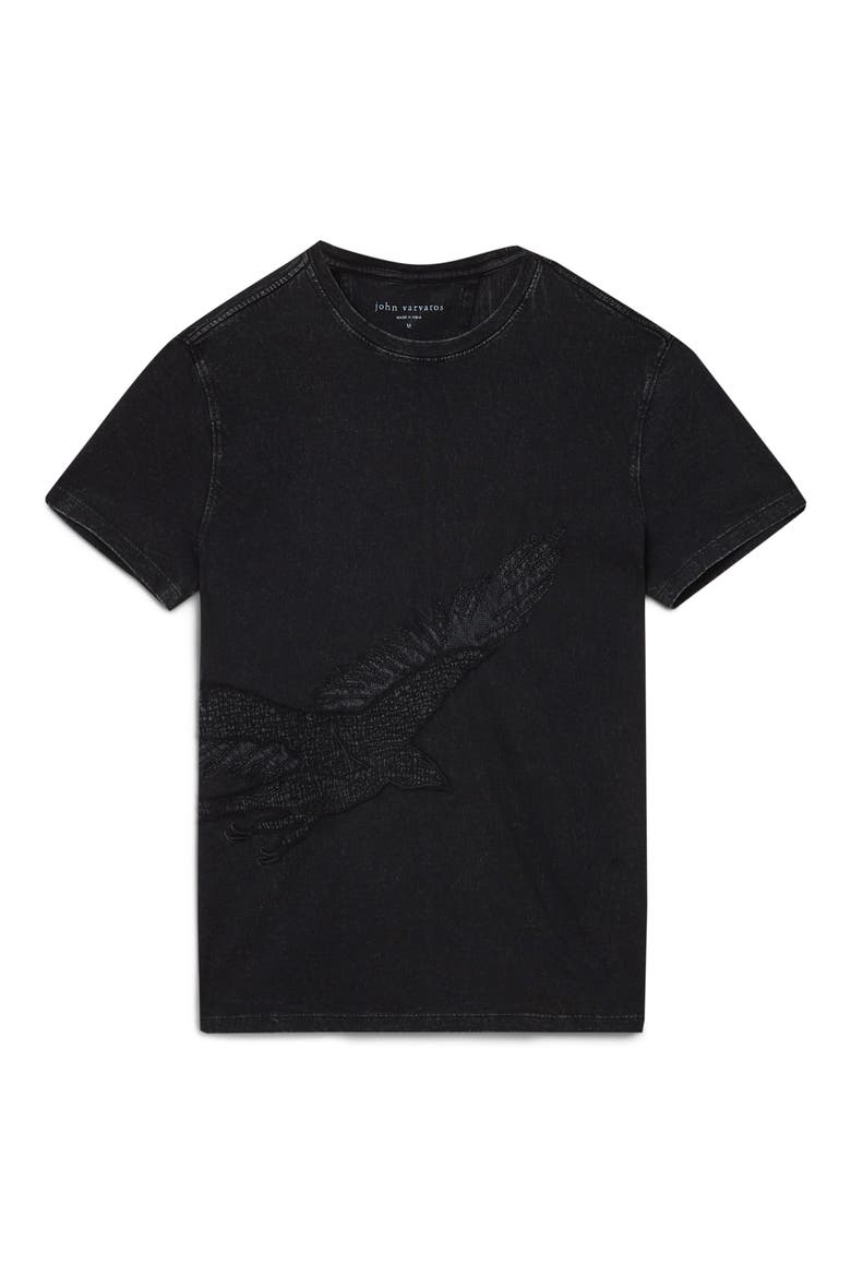 Eagle Embroidered Organic Cotton T-Shirt, Alternate, color, BLACK