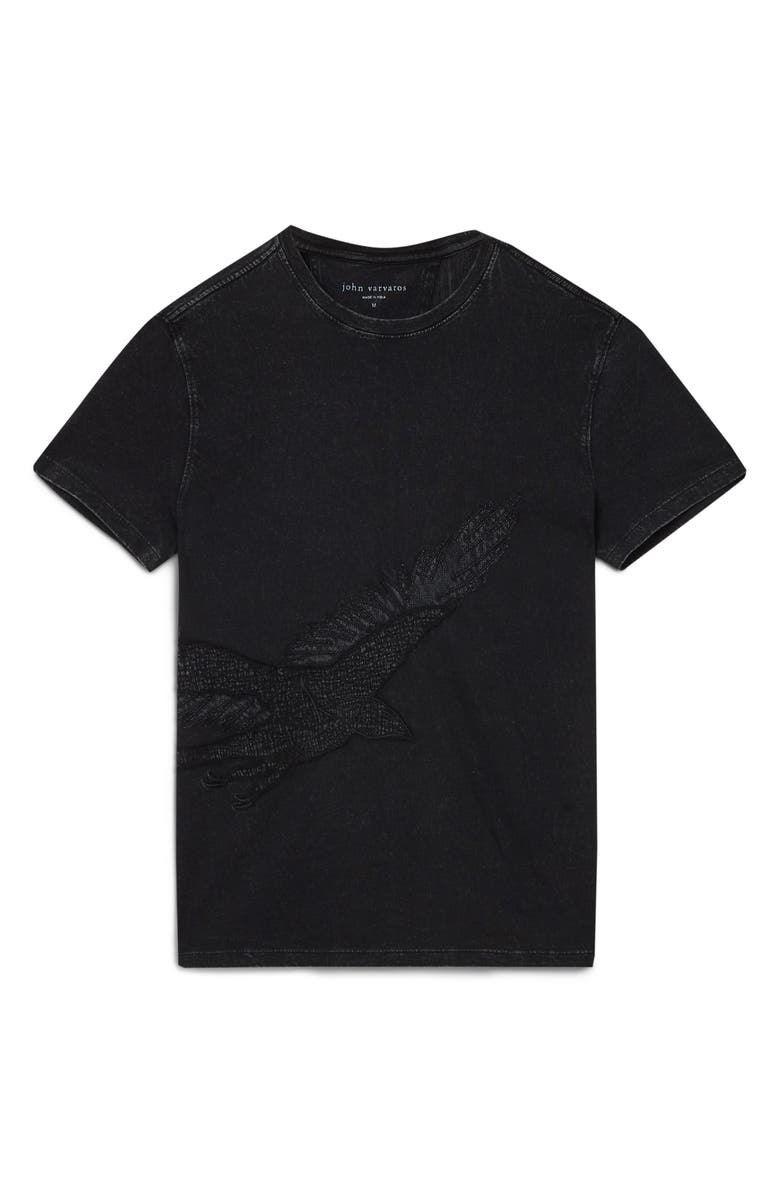 John Varvatos Eagle Embroidered Organic Cotton T-Shirt, Alternate, color, Black