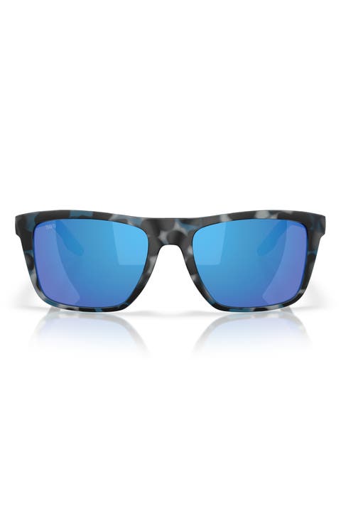 Mainsail 55mm Mirrored Polarized Rectangular Sunglasses