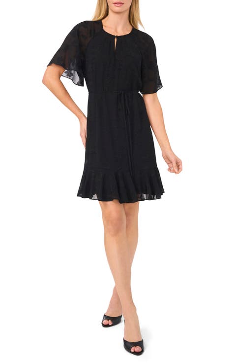 Flutter Sleeve Tie Waist Dress