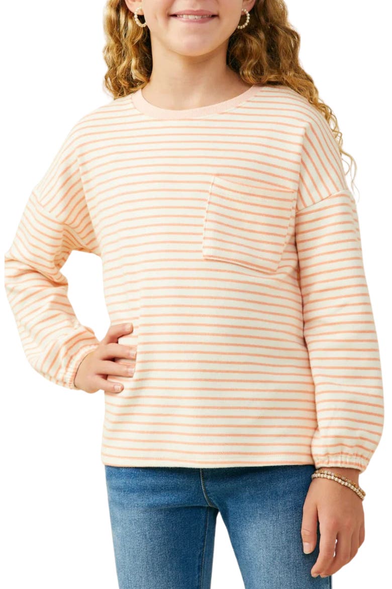 Kids' Stripe Stretch Cotton T-Shirt, Main, color, PEACH
