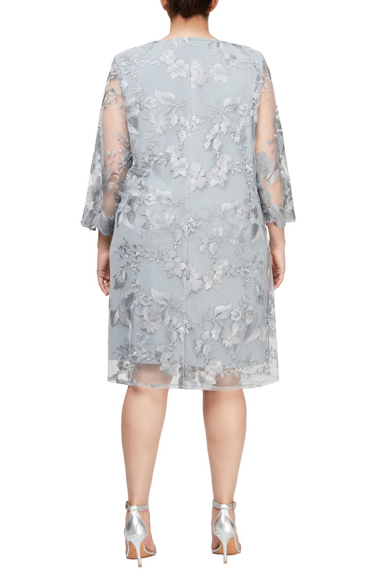 Alex Evenings Embroidered Lace Mock Jacket Cocktail Dress, Alternate, color, 