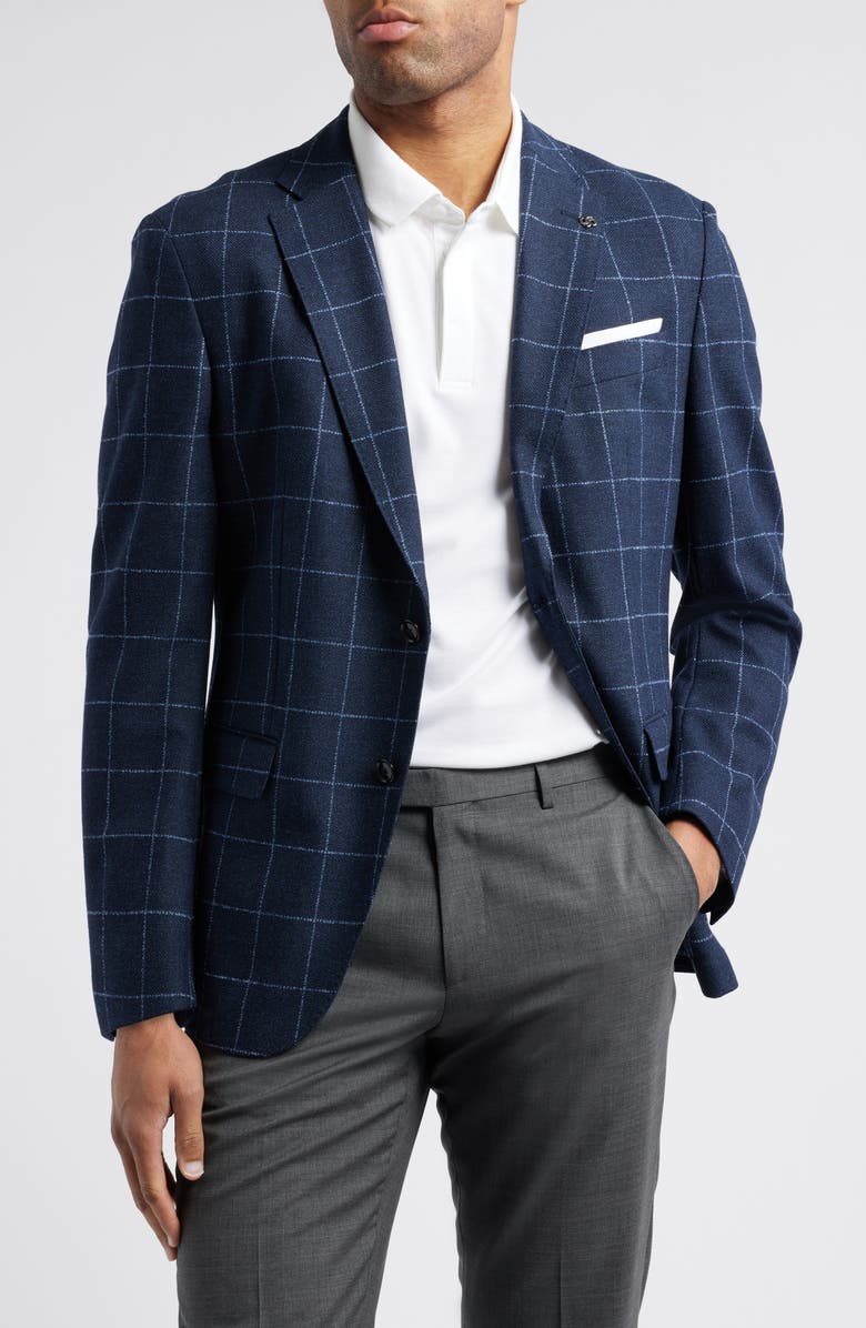 BOSS Hutson Check Virgin Wool Blend Sport Coat, Main, color,