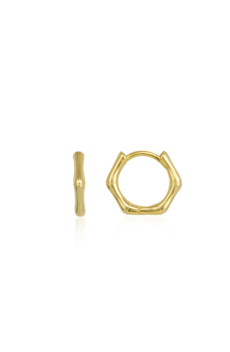 Spero London Bone Shape Hexagonal Huggie Hoop Earrings in Sterling Silver, Main, color, Gold
