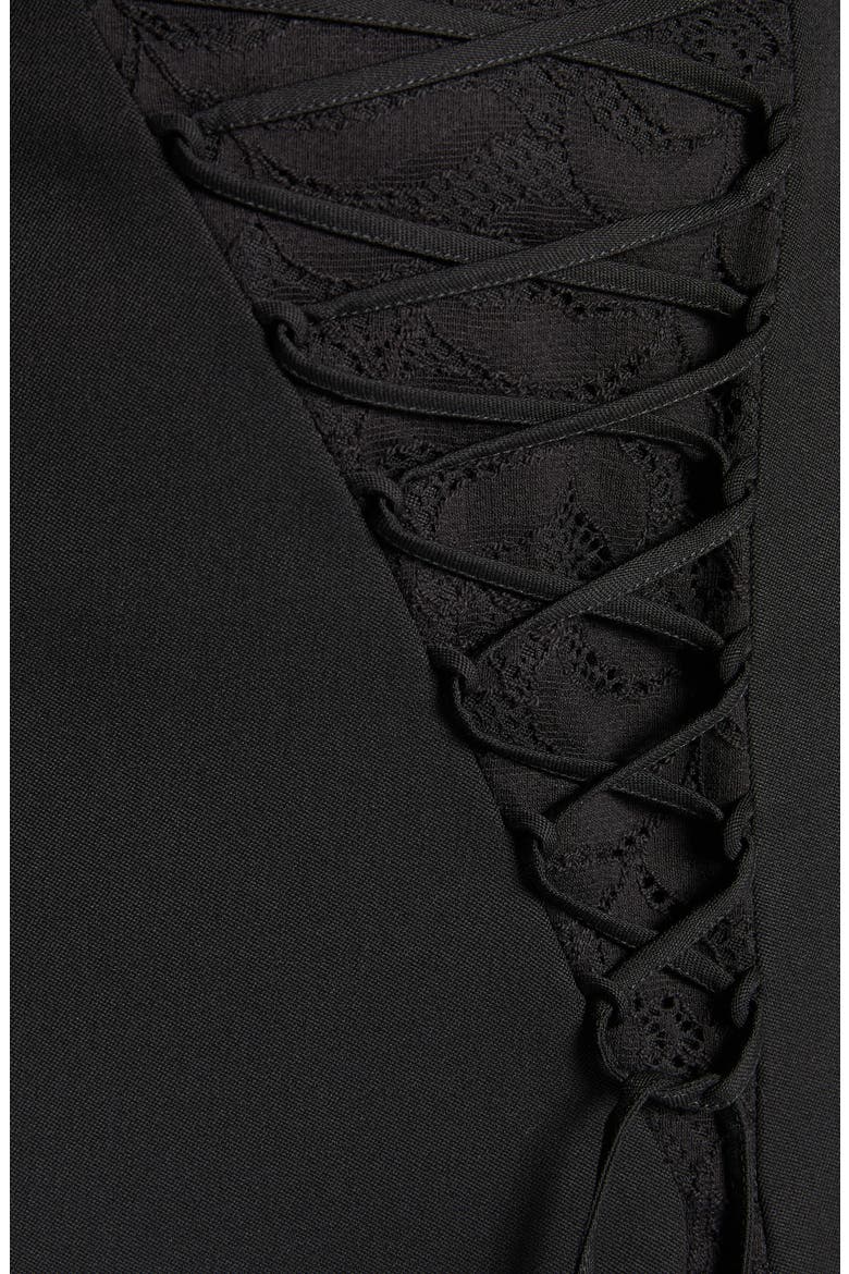 Lace Insert Wool Pencil Skirt, Alternate, color, BLACK