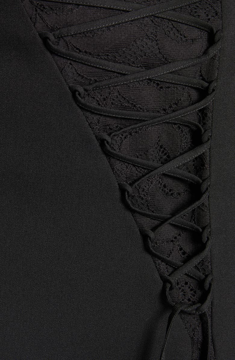 McQueen Lace Insert Wool Pencil Skirt, Alternate, color, Black