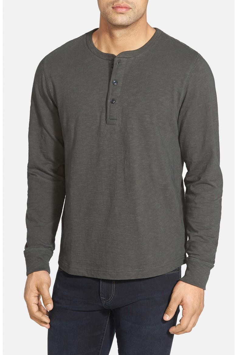 Regular Fit Slub Knit Henley, Main, color, BLACK RAVEN