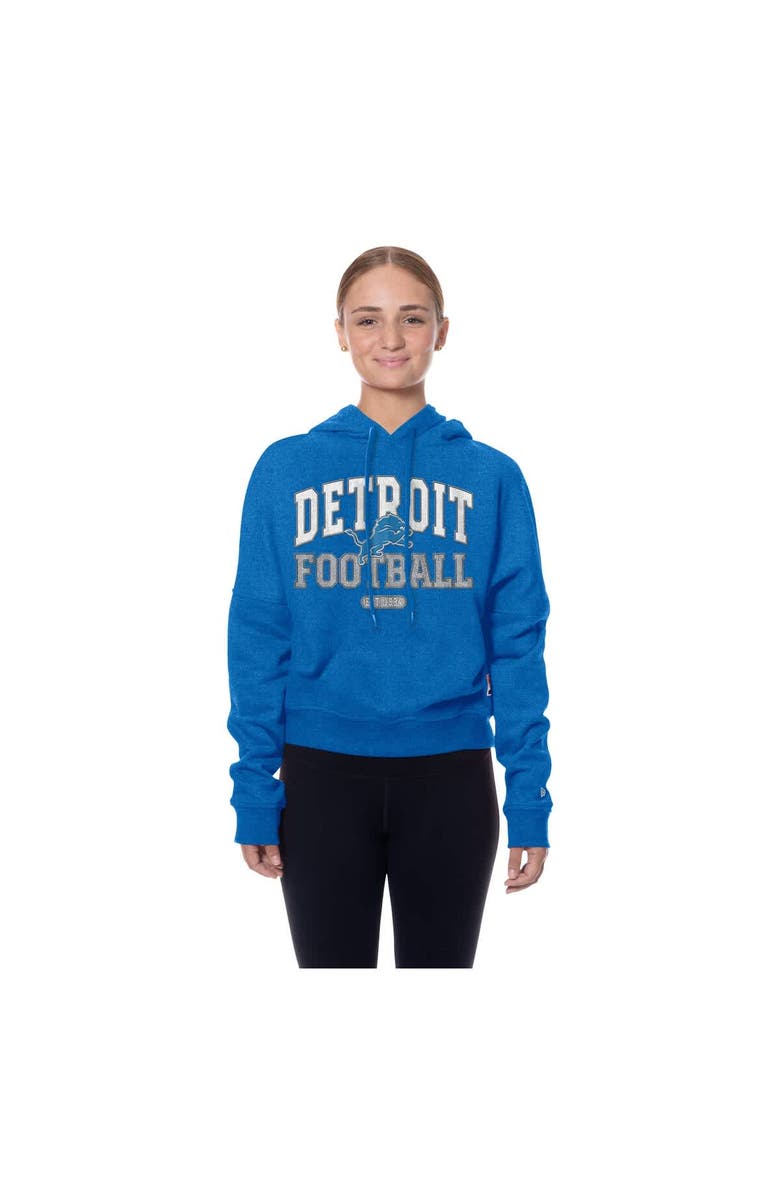 New Era Women's New Era Blue Detroit Lions Throwback Boxy Hoodie Sweatshirt, Alternate, color, Blue