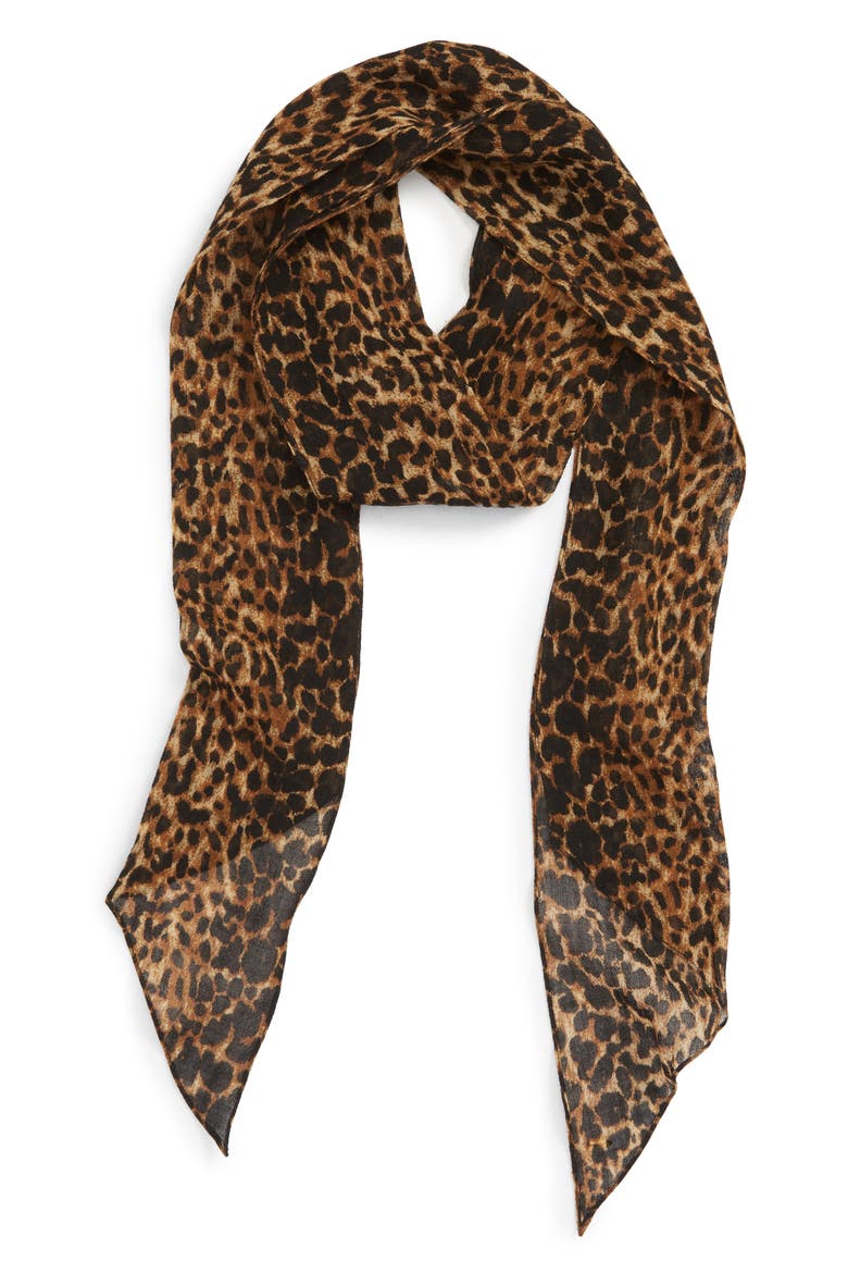 Random Skinny Wool Scarf, Main, color, MARRON CLAIR/ NOIR