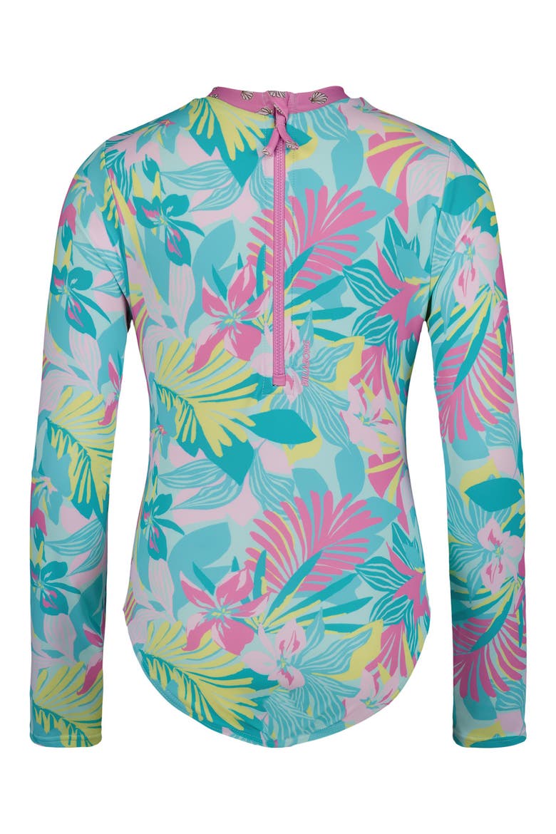 Kids' Des Tropics Long Sleeve One-Piece Rashguard Swimsuit, Alternate, color, MINT