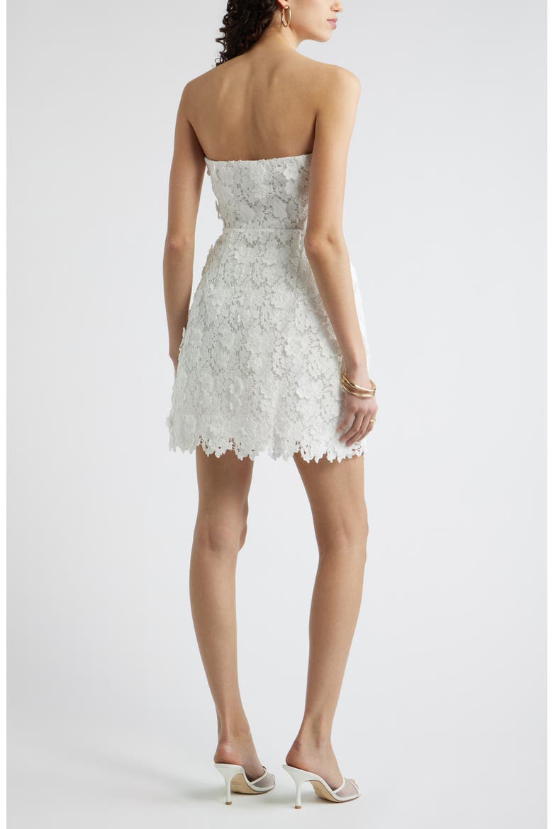 Floral Appliqué Strapless Lace Minidress, Alternate, color, WHITE