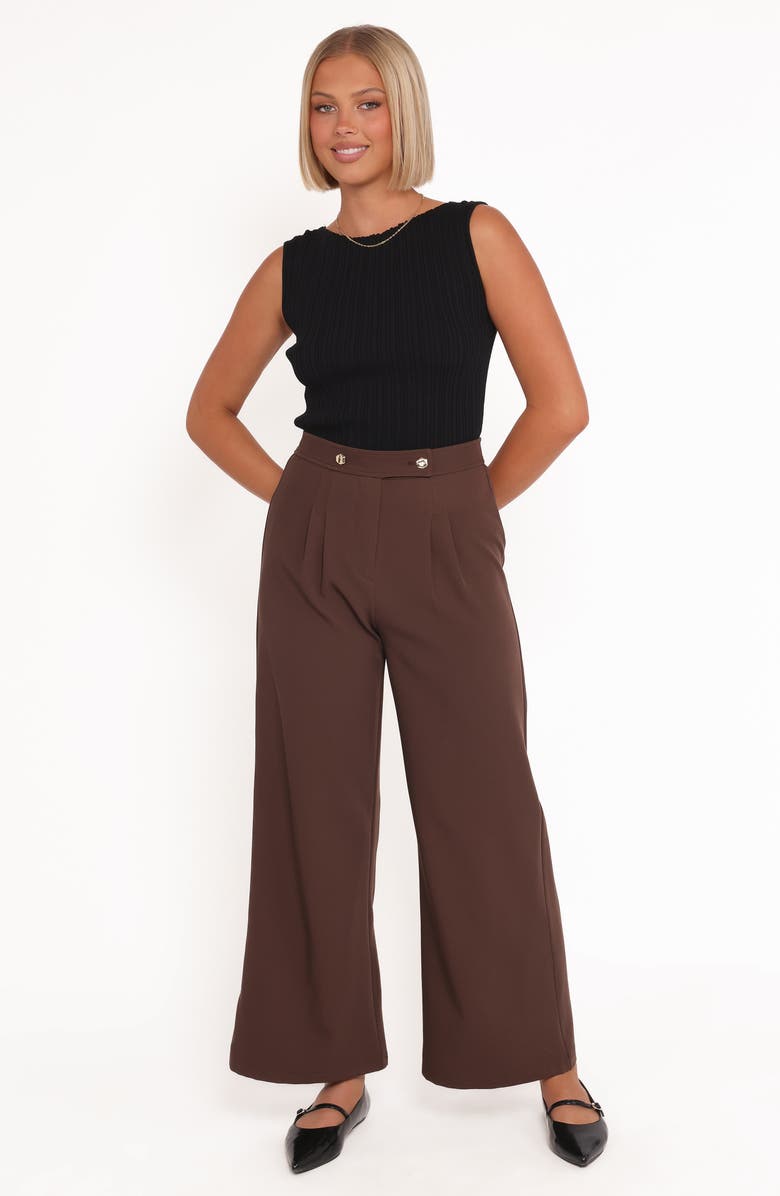 Petal & Pup Corfu Pleat Front Wide Leg Pants, Alternate, color, Brown