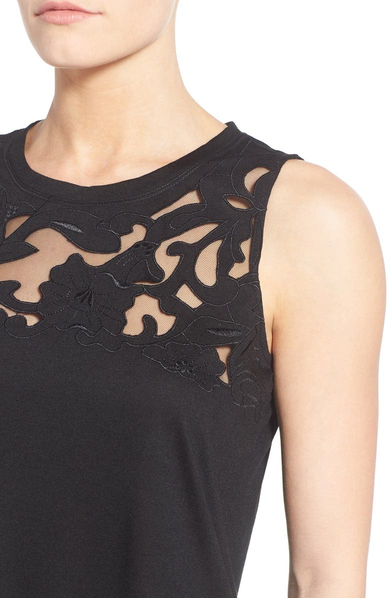 GIBSONLOOK Gibson Cutout Yoke Detail Sleeveless Knit Top, Alternate, color, 