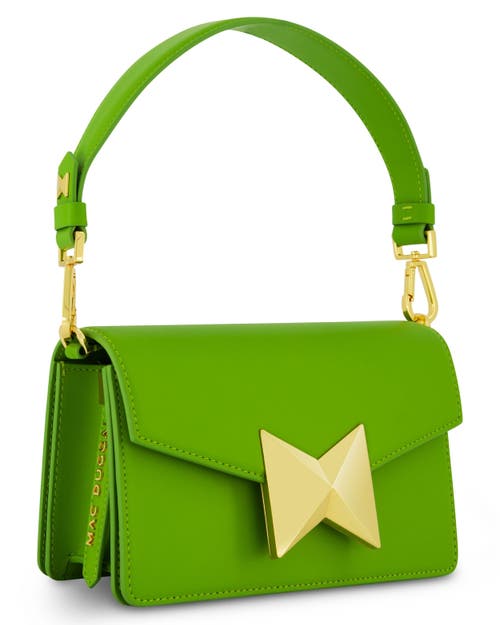 Mac Duggal Classic Leather Gold Plated Hardware Shoulder Bag In Pear