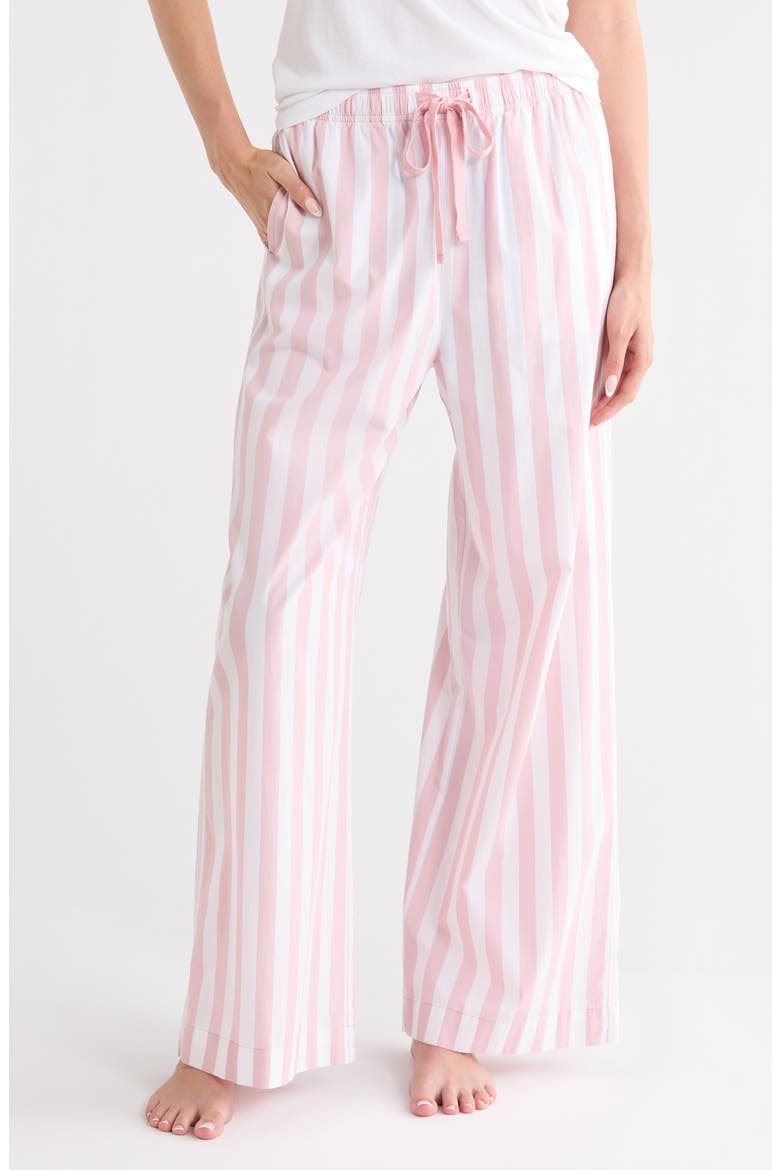 Cotton Poplin Pajama Pants, Main, color, WHITE- PINK AWNING STRIPE