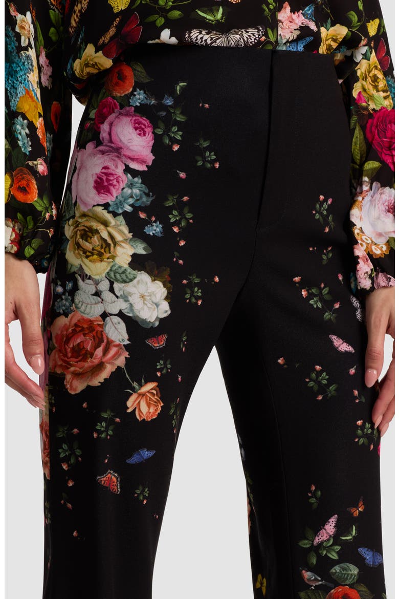 Teeny Floral Fit & Flare Bootcut Pants, Alternate, color, SOLAR STRENGTH BLACK
