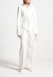 Manière De Voir Sonia Pinstripe Asymmetric Shirt