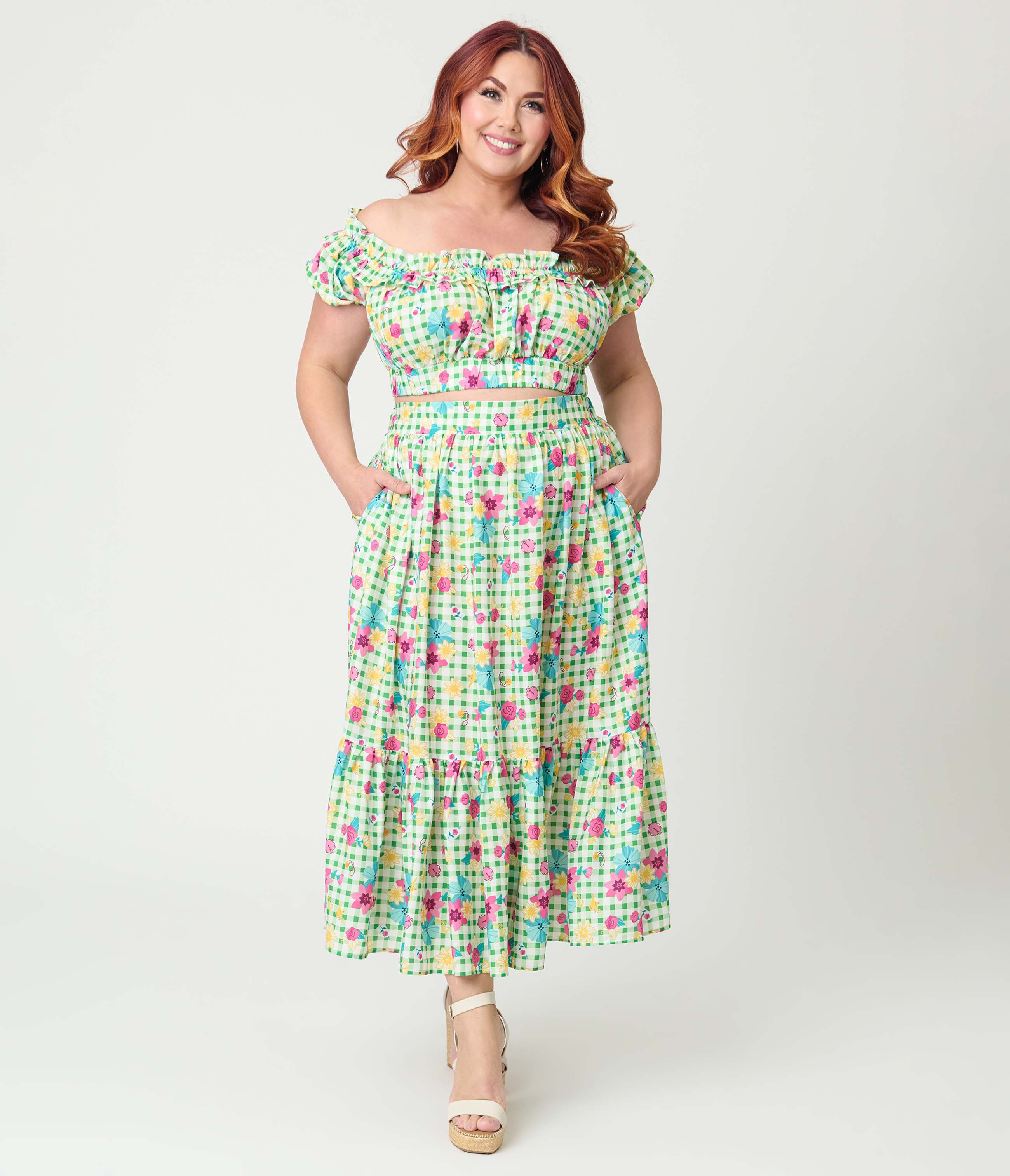 Plus Size 1950s Tiered Midi Skirt - image 3