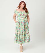Unique Vintage Plus Size 1950s Tiered Midi Skirt