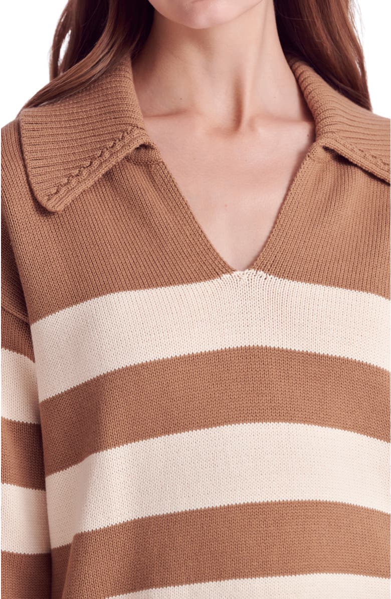 English Factory Mixed Media Long Sleeve Pleated Minidress, Alternate, color, Camel/ Beige