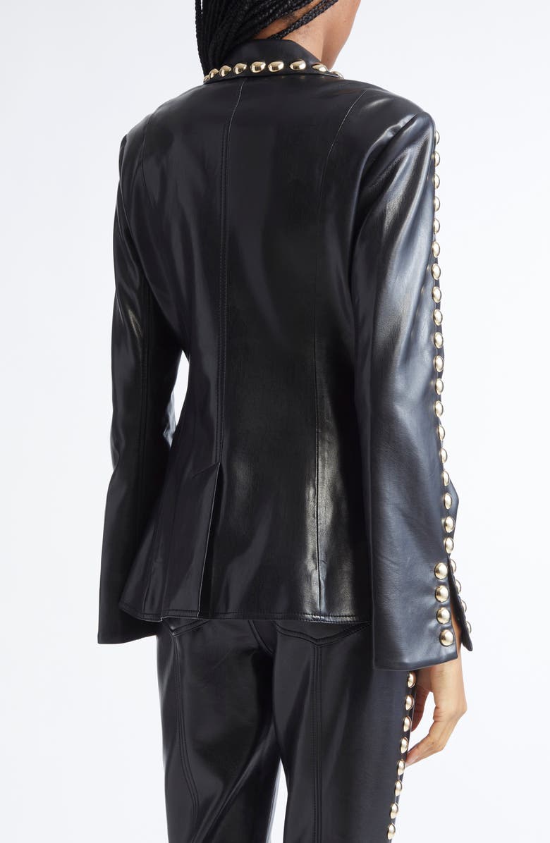 Cinq à Sept Milly Stud Detail Faux Leather Jacket, Alternate, color, Black/Gold
