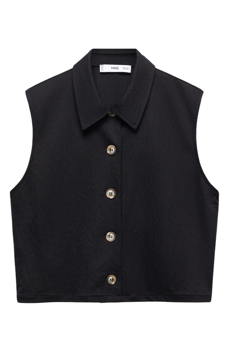 MANGO Crop Sleeveless Button-Up Shirt, Main, color, 