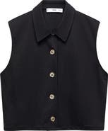MANGO Crop Sleeveless Button-Up Shirt