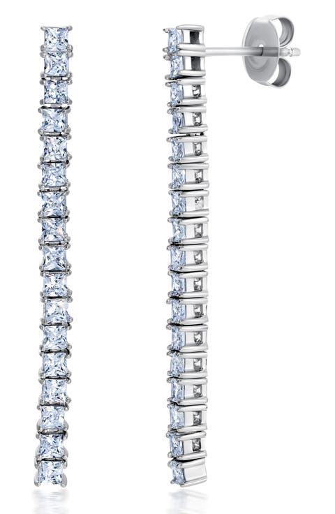 Cubic Zirconia Linear Drop Earrings