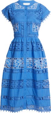 Elie Tahari The Ava Eyelet Midi Dress