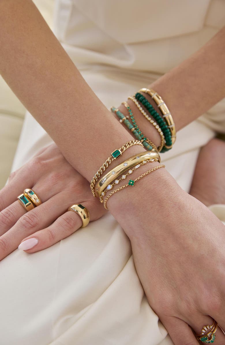 Zoë Chicco Quad Emerald Pendant Bracelet, Alternate, color, 14K Yellow Gold