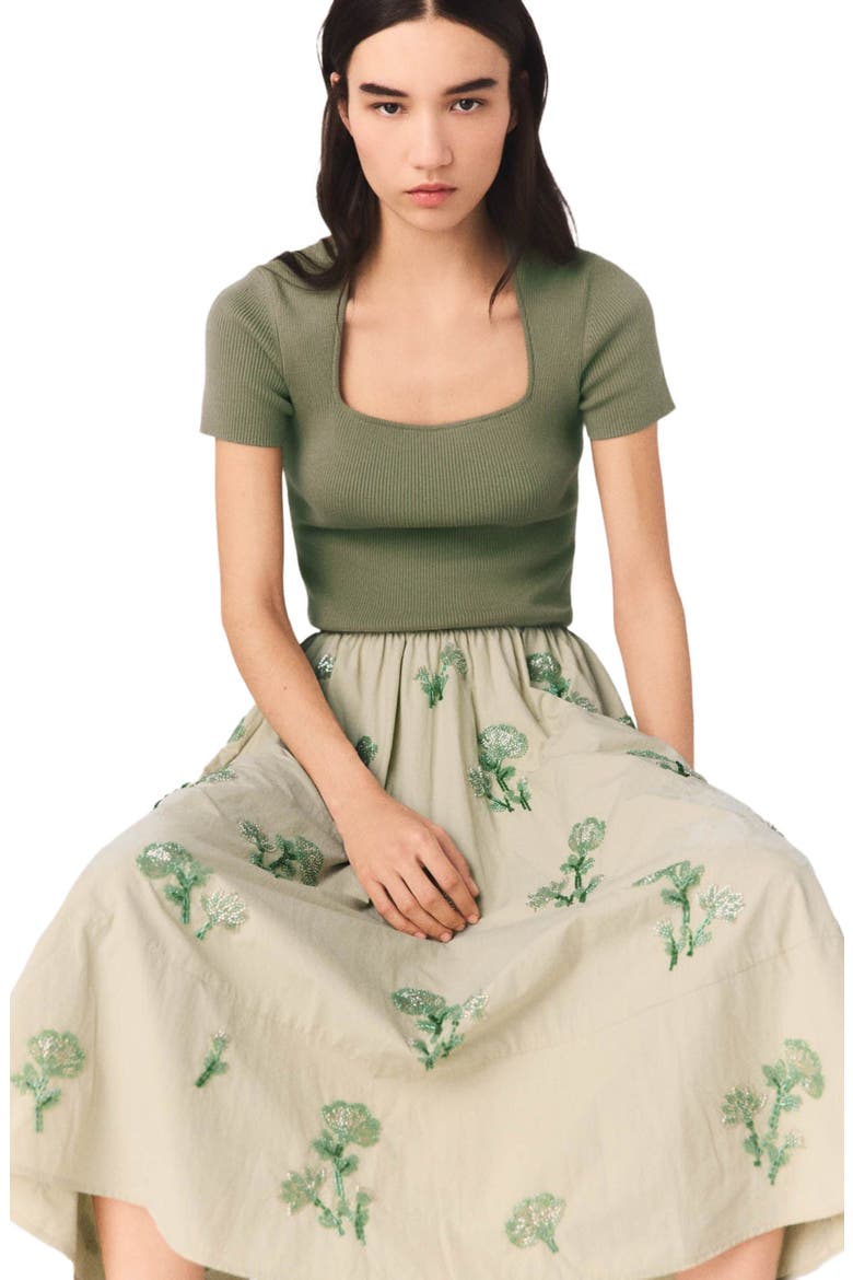Embroidered technical skirt, Alternate, color, Beige