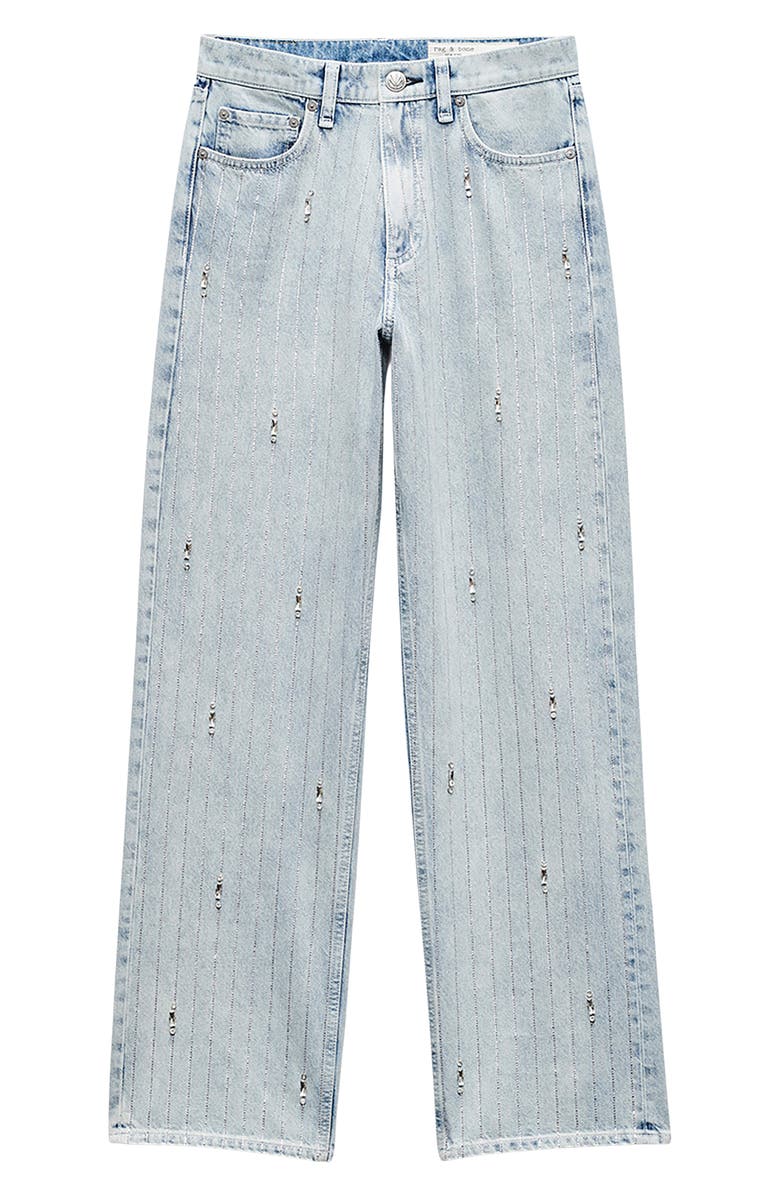 rag & bone Rhinestone High Waist Straight Leg Jeans, Alternate, color, Aljwl