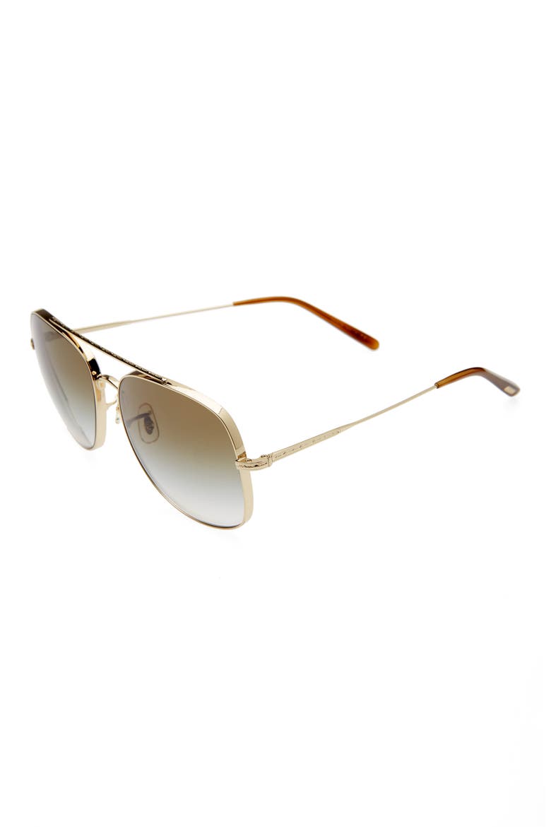 Taron 58mm Gradient Aviator Sunglasses, Alternate, color, GOLD/ GREEN