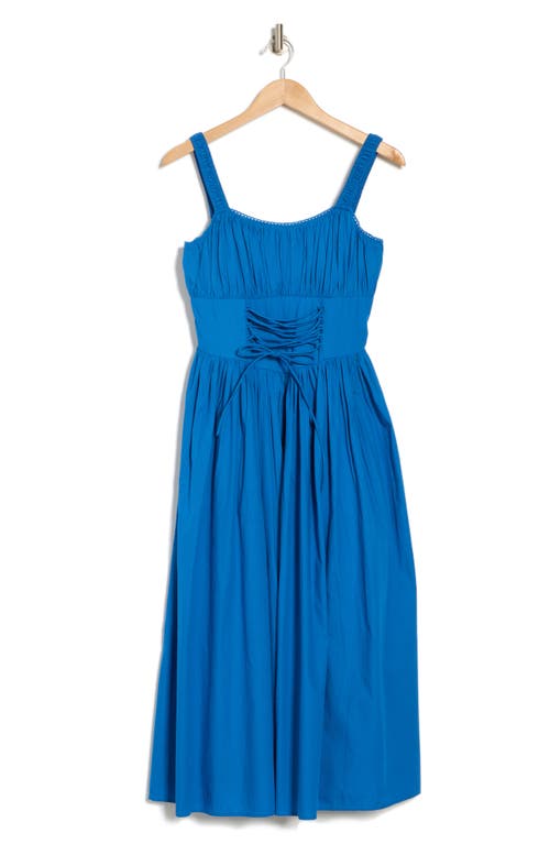 Maisie Corset Cotton Midi Dress In Navy