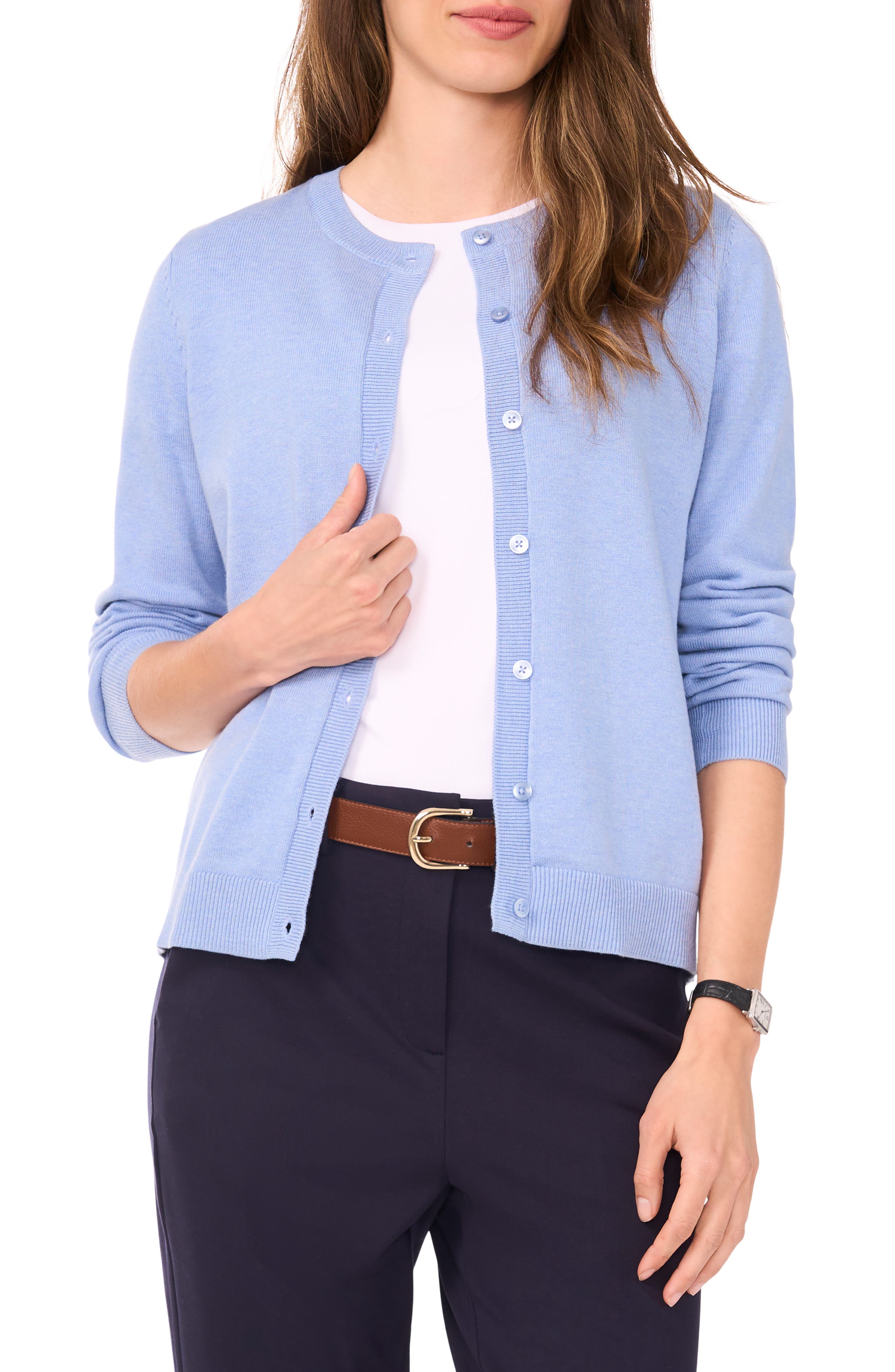 Halogen ® Crewneck Cardigan In Blue