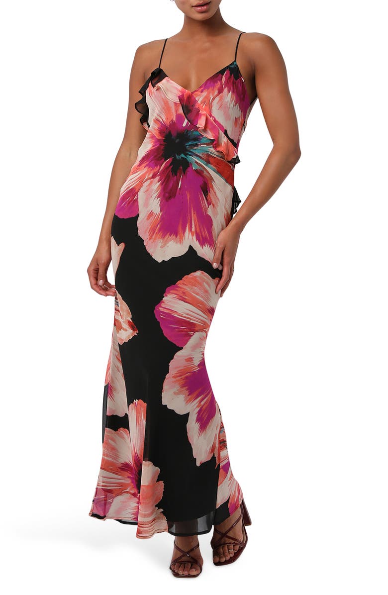 Lulus Sawyer Bold Floral Maxi Dress, Main, color, Magenta Multi