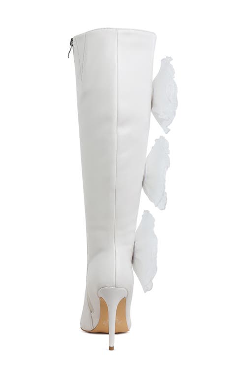 London Rag Chinkara Rose Detail Tall Boot In White