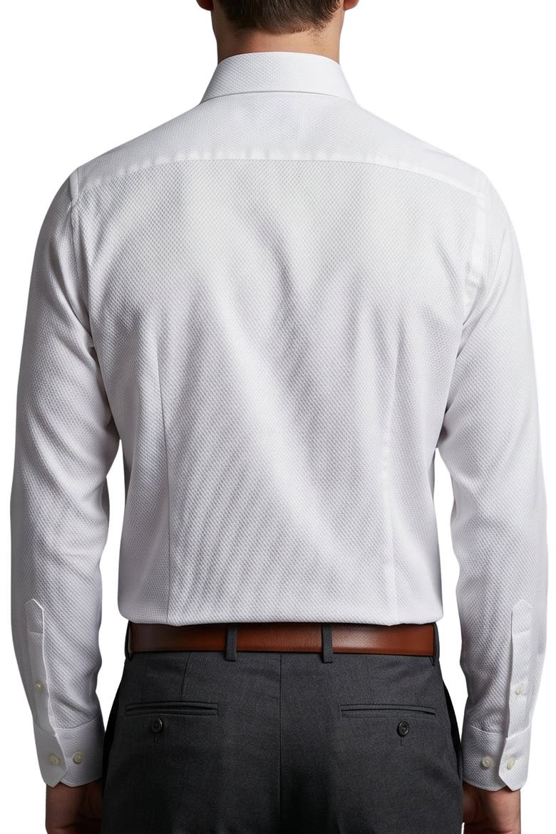 Diamond Textured Cotton Dress Shirt, Alternate, color, WHITE